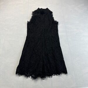 Orange Juice XS Romper Womens Black Floral Lace Mock Neck Sleeveless Back Zip